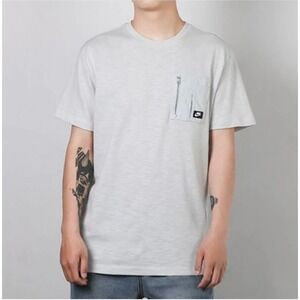 Nike Mens Utility Pocket T-Shirt Light Grey Slub Knit Zippered Chest Logo M